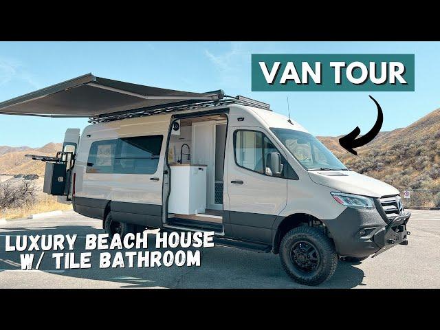 Ultimate Luxury Van w/ bathroom, custom slat wood ceiling, & functional/beautiful layout! | VAN TOUR