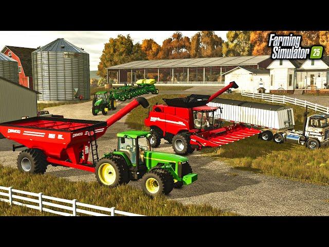 HARVEST PREP, NEW GRAIN CART,  MAKING HAY & FEEDING LIVESTOCK! (IOWA ROLEPLAY) | FS25