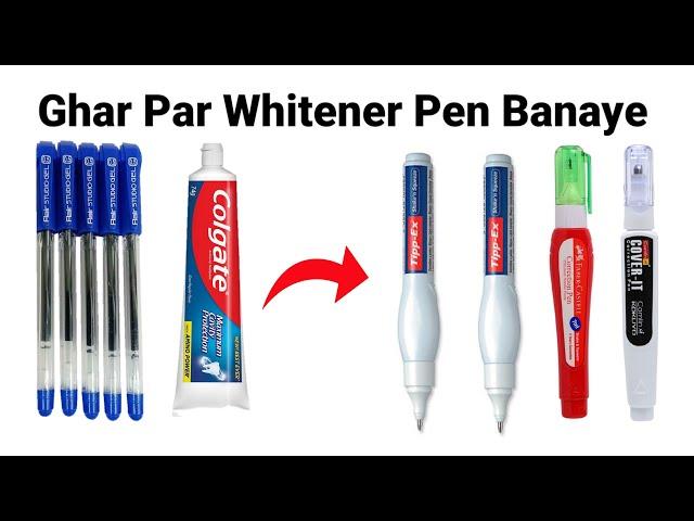 Normal Pen to Whitener Pen/How to make white pen at home/White pen making/homemade Correction pen