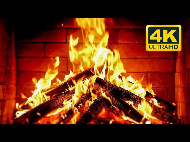  Cozy Fireplace 4K (12 HOURS). Fireplace with Crackling Fire Sounds. Fireplace video for TV 4K