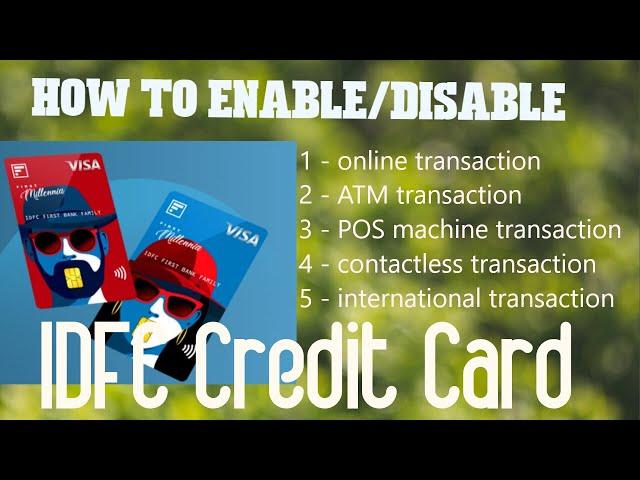 IDFC credit Card control | how to enable online transactions in IDFC credit card