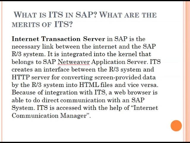 What is ITS in SAP?