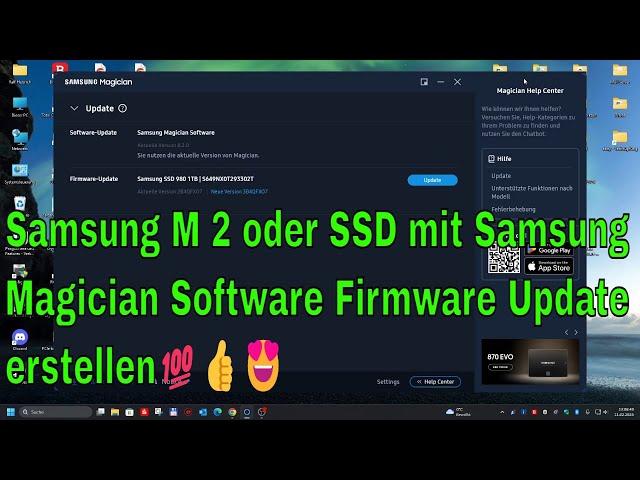 Samsung M 2 oder SSD mit Samsung Magician Software Firmware Update erstellen