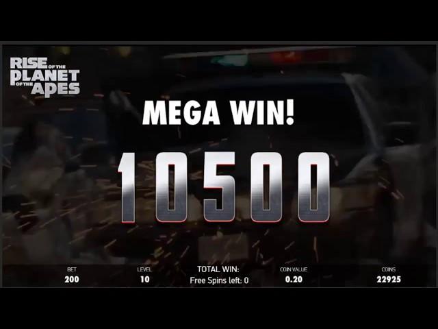 SUPER BIG WIN On Planet of the Apes Slot Machine from NetEnt