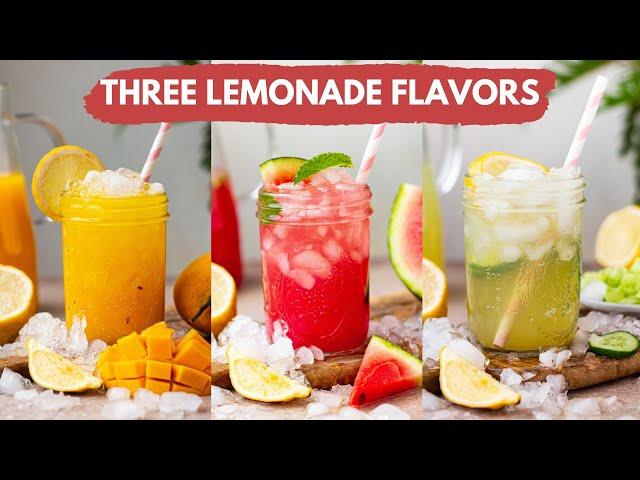 3 Lemonade Flavours | Healthy Summer Drinks | No Sugar, No Soda | Homemade lemonade | Summer Coolers