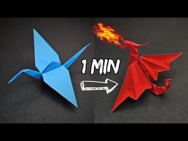 Origami DRAGON from a traditional CRANE tutorial