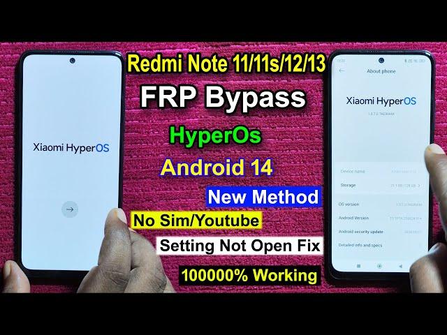 Redmi Note 11/Note 12/Note 13 FRP Bypass Android 14 HyperOs | Google Account Unlock Redmi Note 11s