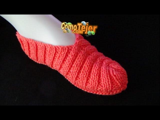 Cómo Tejer Patuflas Slippers Zapatillas Fáciles 2 agujas, palitos, knitting (1369)