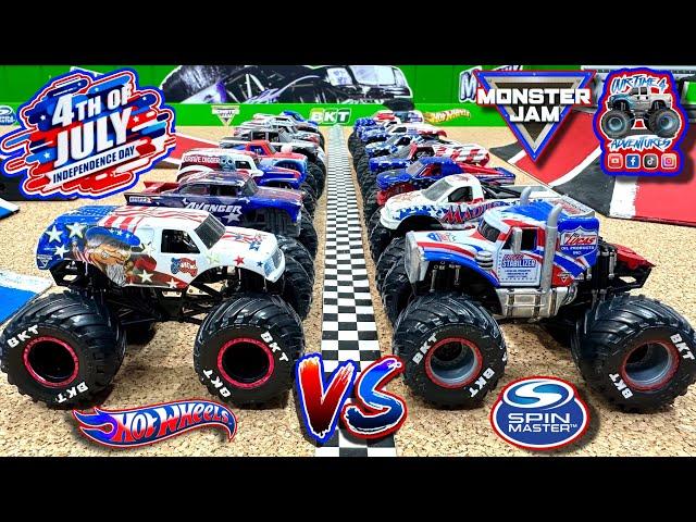 Toy Diecast Monster Truck Racing Tournament | 3RD ANNUAL July 4th  HotWheels  Spin Monster Race