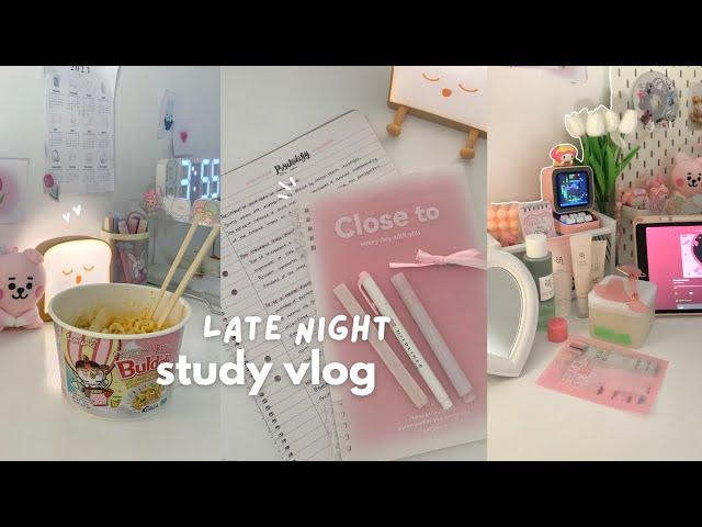 late night study vlogpulling an all nighter, lots of coffee, k-skincare routine, productive + cozy