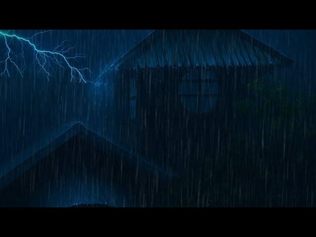 Terrible Stormy Night to Sleep Instantly - Powerful Rainstorm on Tin Roof & Intense Thunder Sounds