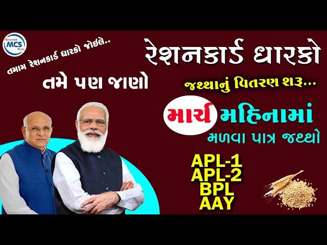 માર્ચ મહિનામાં મફત મળવા પાત્ર અનાજનો જથ્થો 2025  || March Mahinama Malva Patr Anaj No Jaththo 2025