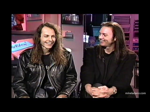 Chris DeGarmo and Geoff Tate of Queensryche with Erica Ehm (MuchMusic 1991)