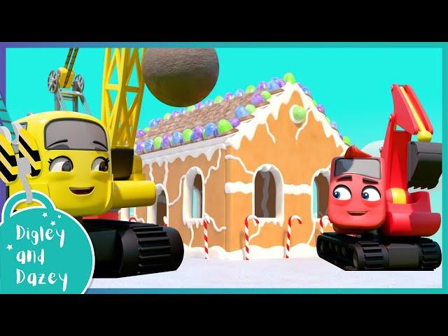  Gingerbread House  | Digley and Dazey | Kids Construction Truck Cartoons