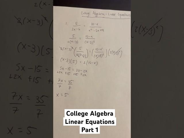 College Algebra - Linear Equations part 1