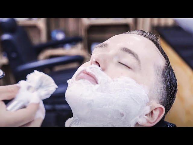  Hot Towel ASMR Barbershop Shave - Relaxing for SLEEP     No Talking