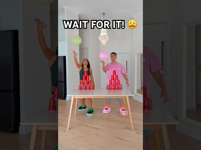 WHO CAN UN STACK, RE STACK AND KEEP UP THE BALLOON!?  #shorts
