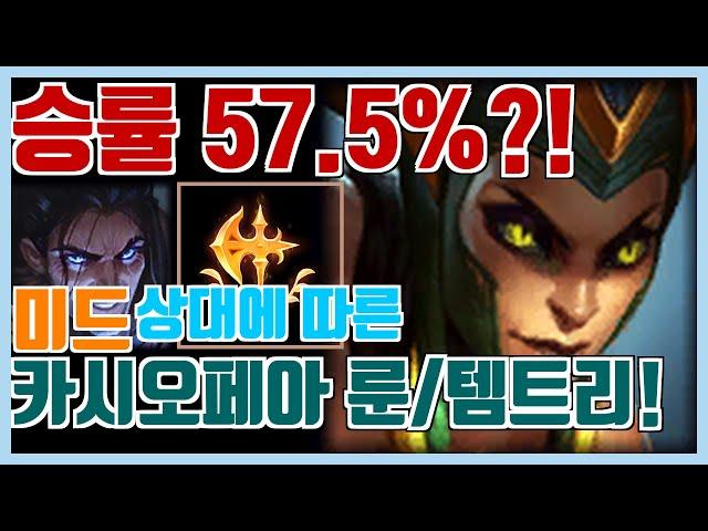 통계로 보는 상대에 따른 미드 카시오페아 룬 템트리 -  승률 57.5% 의 룬 / 템트리 꿀조합은?