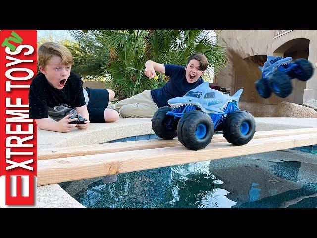 Monster Jam Megalodon Storm RC! Ethan and Cole Have a Extreme RC Challenge!