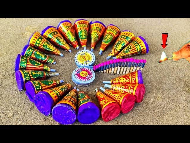 Lot Of Diwali Big Anar Vs Two chakri Vs Red Matchstick Chain Reaction Domino  |