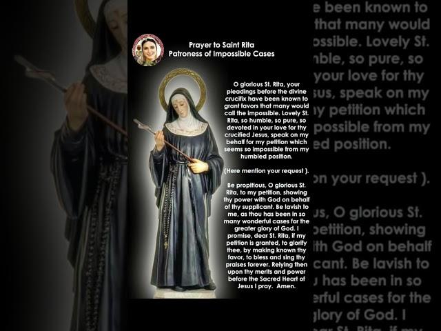 Miracle Prayer to St. Rita Patroness of Impossible Cases | #64 #thankgoditsfriday #prayer