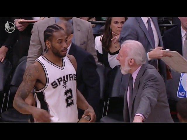 Popovich Yells at Kawhi for making a mistake | 03/15/17