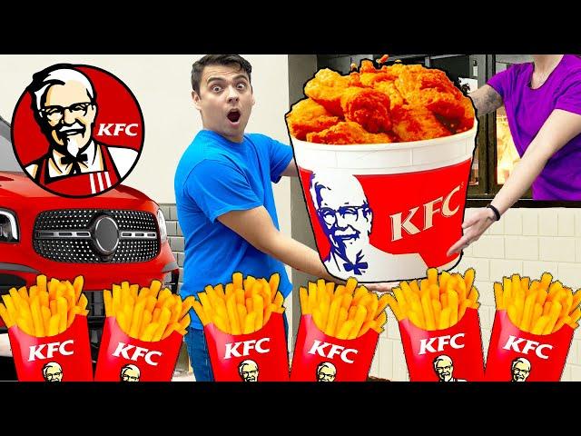 KFC DRIVE-THRU FOOD CHALLENGE | CRAZY EATING ONLY KENTUCKY FRIED CHICKEN IN 24 HOURS BY SWEEDEE