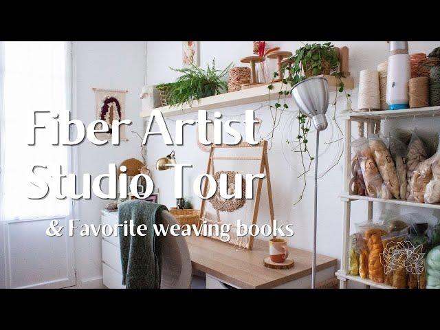 Fiber artist studio tour, favorite weaving books, yarn collection