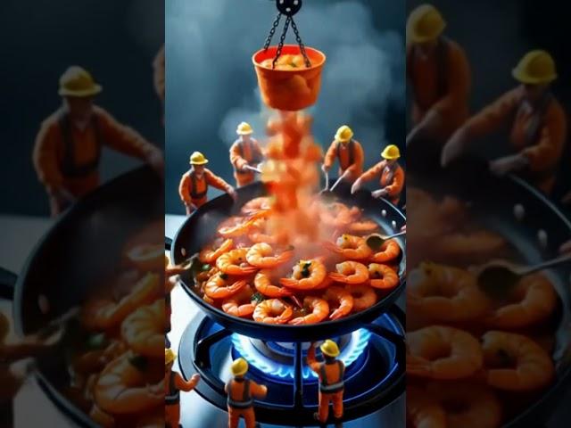 Mini Builders Making Shrimp Curry /Miniature Food Art #MiniatureArt #ai  #mini #short #curry #shrimp