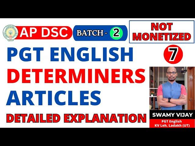 AP DSC PGT ENGLISH|| CLASS 07||DETERMINERS & LINKERS||#swamyvijay