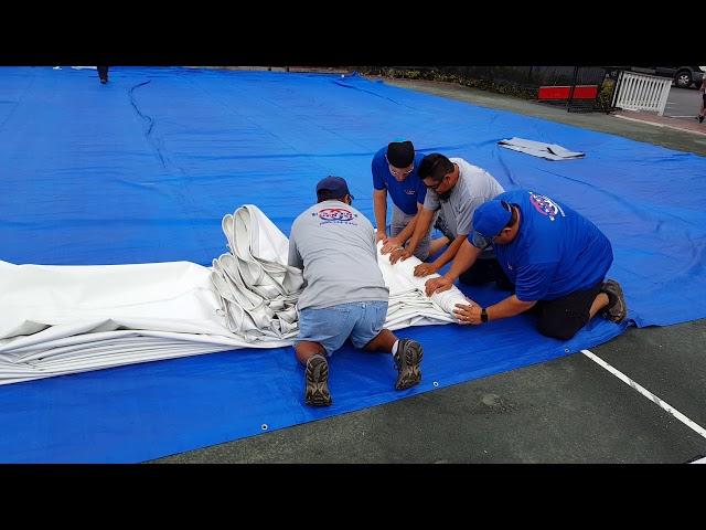 Losberger structure - Folding a 30m tent structure roof panel