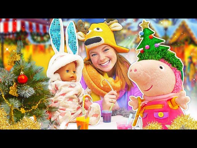 Puppen Spiele. Peppa, irene und Baby Born. Weihnachtsgeschichten für Kinder