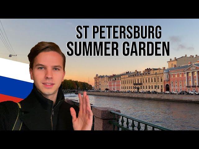 Sunset in St. Petersburg, Russia  Summer Garden Walk