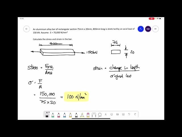 Simple Stress Strain Calculations - Example 1