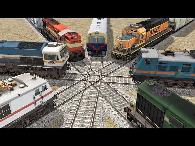 7 Trains on Diamond Crossing : Crossing Each other #railroad