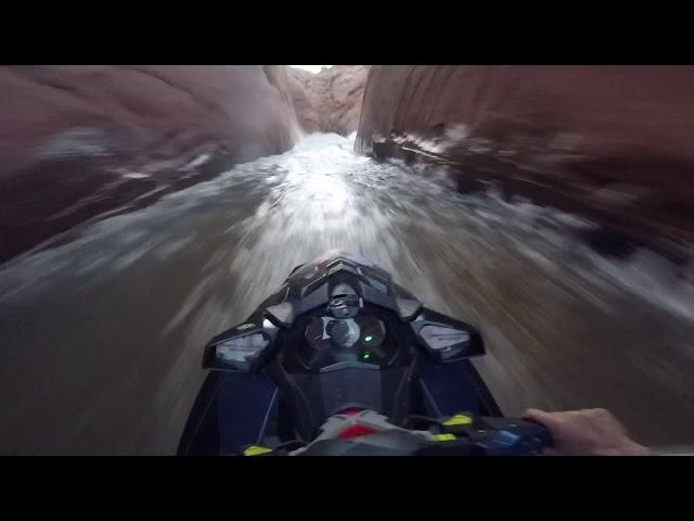 Jet ski riding through canyons