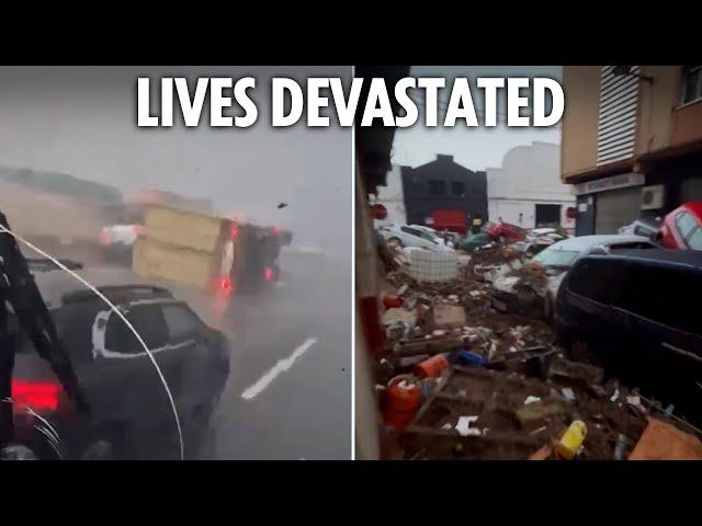 Shocking footage shows the devastating aftermath of deadly Spain floods