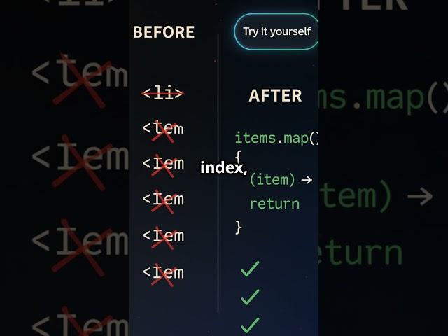 How React Renders Lists in 1 Line! | Beginner React Tip | #shorts #webdev #list #react #map #viral