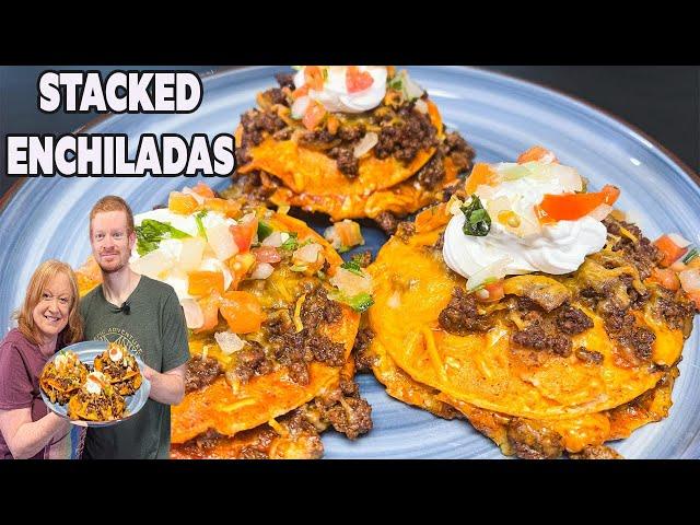 STACKED ENCHILADAS, A Ground Beef Enchilada Mexican Dish