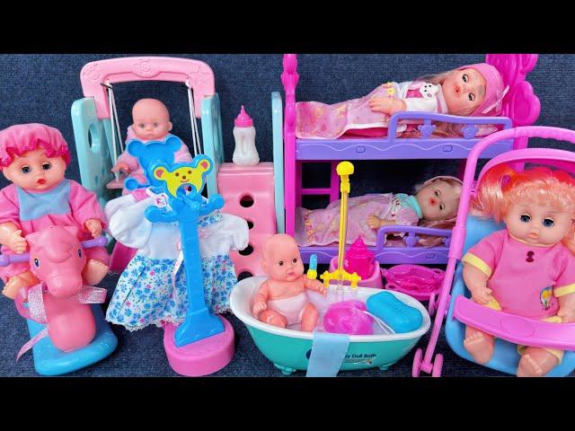 9 Minutes Satisfying with Unboxing Cute Doll Swing Toys，Baby Stroller Playset ASMR | Review Toys