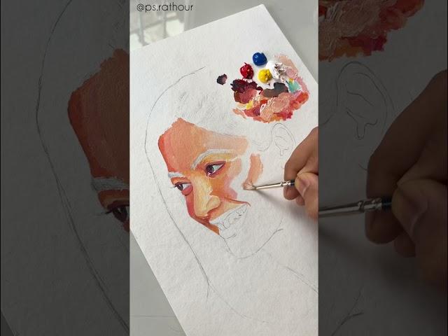 Rashmika Mandana - Painting with 3 Primary Colors | Acrylic Painting #shorts