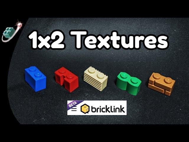 LEGO Brick 1x2 and Four Textured Variants (3004, 4216, 2877, 30136, 98283)