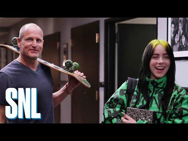 Woody Harrelson Welcomes Billie Eilish on Her First Day at SNL