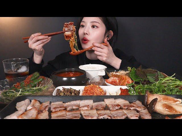 ENG SUB)Samgyeobsal Pork Belly Spare Rib Kimchi Stew Mukbang ASMR Korean Eating Show