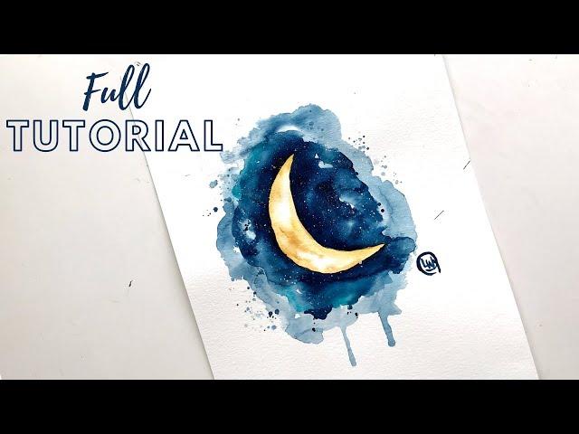 Moon Painting Tutorial For Beginners - Beginner Watercolor Class