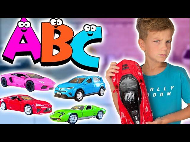 Mark and the alphabet with diecast cars different brands