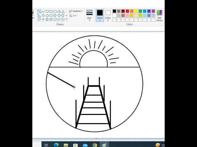 A beautiful scenery drawing with ms paint#shorts#SJB learning 21, Drawing vedio.
