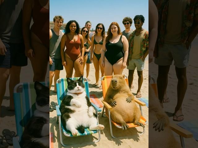They took over the beach chairs… and EVERYONE just watched in shock ️#funnyanimals #beachlife #cute