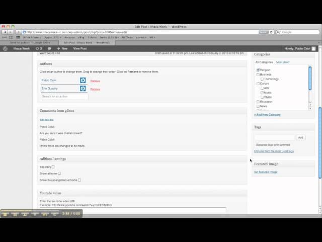 Wordpress for Ithaca Week 1