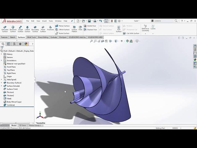 How to model Archimedes Spiral Wind Turbine in Solidworks